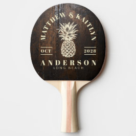 Raquete De Ping Pong Bloco de Corte Escuro Tropical Abacaxi Casamento