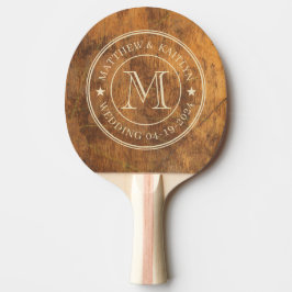 Raquete De Ping Pong Bloco de Corte Monograma Estrela de Casamento