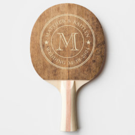 Raquete De Ping Pong Bloco de Corte Vintage com Monograma de Estrela pa