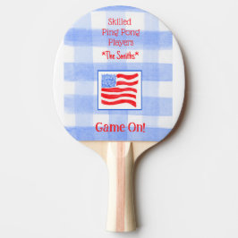 Raquete De Ping Pong Blue Check Gingham USA Flag Ping Pong Paddle