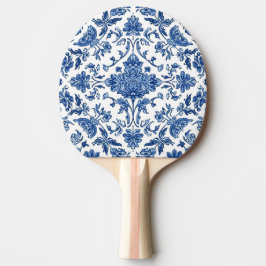 Raquete De Ping Pong Blue Floral Chinoiserie White Watercolor