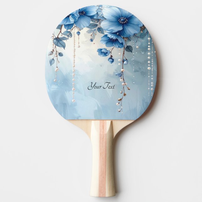 Raquete De Ping Pong Blue Flowers and Pearls Ping Pong Paddle (Frente)