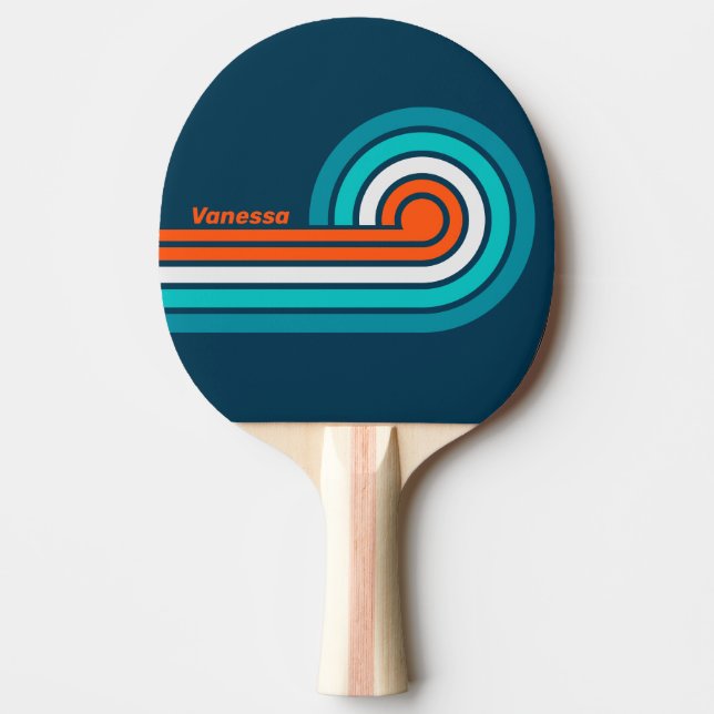 Raquete De Ping Pong Bluebottle Echo Curl Listras com Nome (Frente)