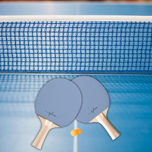 Raquete De Ping Pong Blush Dusty Blue Modern Girn Monograma Nome