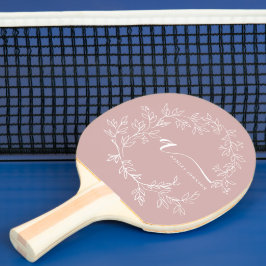 Raquete De Ping Pong Blush Dusty Pink Modern Script Girly Monograma Nom