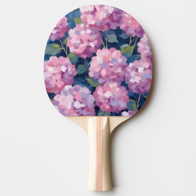Raquete De Ping Pong Blush Pink Hydrangeas Floral (Frente)