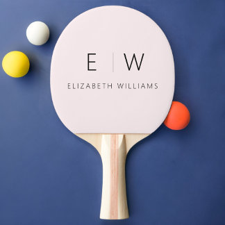 Raquete De Ping Pong Blush Rosa Elegante Moderno Minimalista Monograma