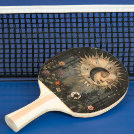 Raquete De Ping Pong Boho Celestial Sun Moon Wildflower Garden