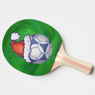 Raquete De Ping Pong Bola de Futebol Festivo Azul e Branco sobre Verde