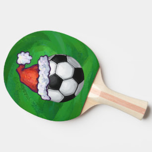 Raquete De Ping Pong Bola de Futebol Santa Hat em Verde