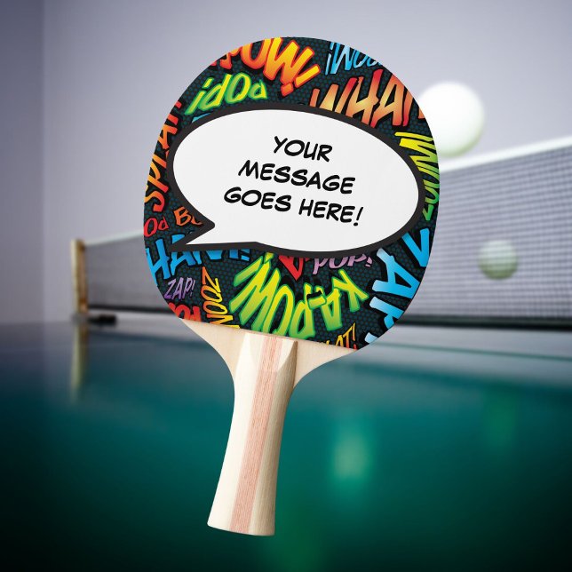 Raquete De Ping Pong Bolha de Discurso Personalizada Engraçado Livro de (Personalized Speech Bubble Funny Cool Comic Book Ping Pong Paddle)