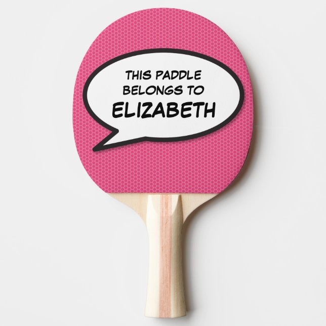 Raquete De Ping Pong Bolha de Voz Personalizada Moderna Rosa (Frente)