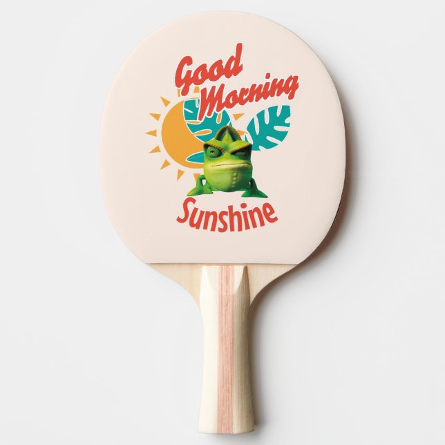 Raquete De Ping Pong Bom Dia Sol Chameleão Divertido (Frente)