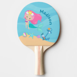 Raquete De Ping Pong Bonita Sereia Praia Personalizada Crianças no Verã