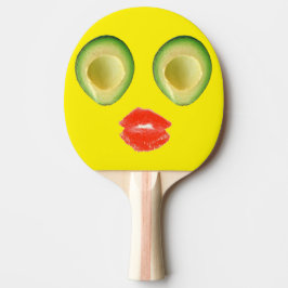 Raquete De Ping Pong Bonito Avocado Rosto Amarelo Lábios