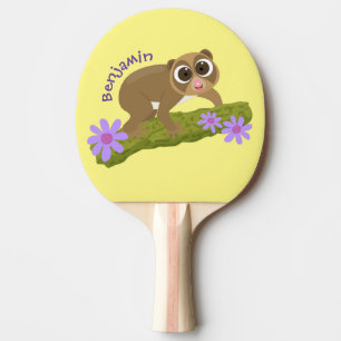 Raquete De Ping Pong Bons e felizes loris em desenhos animados