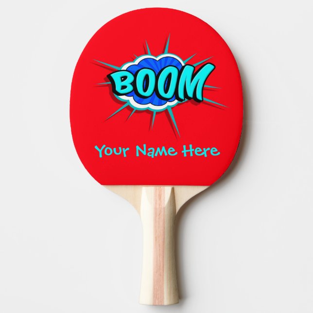 Raquete De Ping Pong Boom Bang Vermelho e Azul Personalizado (Frente)