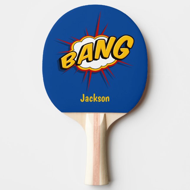 Raquete De Ping Pong Boom Bang Vermelho e Preto Personalizado (Frente)