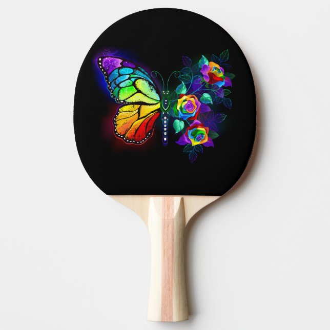Raquete De Ping Pong Borboleta-flor-arco-íris (Frente)