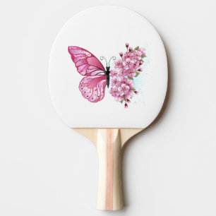 Raquete De Ping Pong Borboleta Flor com Sakura Rosa