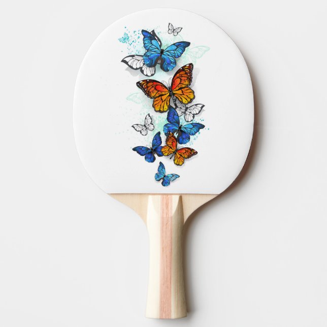 Raquete De Ping Pong Borboletas voadoras Morpho e Monarca (Frente)