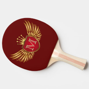 Raquete De Ping Pong Botão RETRO DOURADAS ASAS + seu monograma