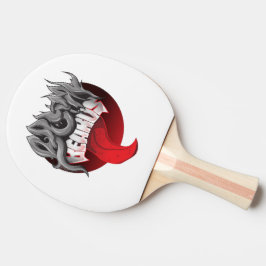 Raquete de ping pong branca com um vermelho e pret