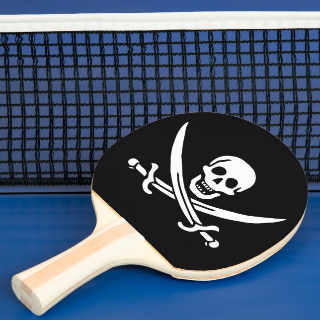 Raquete De Ping Pong Branco, Bandeira Pirata, Calico Jack, Caveira e Cu (Insitu)