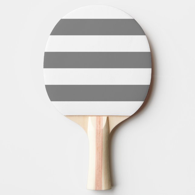 Raquete De Ping Pong Branco Moderno, Listra Cinza Médio (Frente)