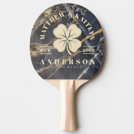 Raquete De Ping Pong Brasão de Casamento Trevo Irlandês Sortudo Dourado