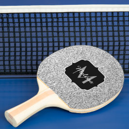 Raquete De Ping Pong Brilho de luz cinza prateado Monograma