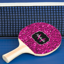 Raquete De Ping Pong Brilho rosa quente monograma falso brilho