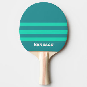 Raquete De Ping Pong Brisa de Praia Azulada Através de Listras com Nome