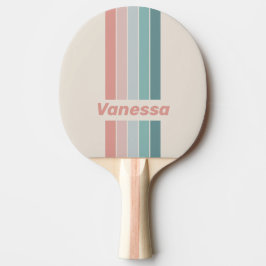 Raquete De Ping Pong Broche Vintage de Concha do Mar Macia com Listras 
