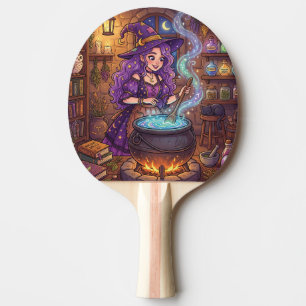 Raquete De Ping Pong Bruxa de Desenho Animado Fazendo Poção do Amor