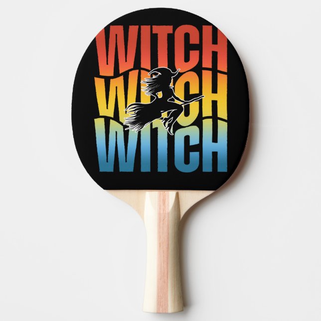 Raquete De Ping Pong bruxa do Halloween (Frente)