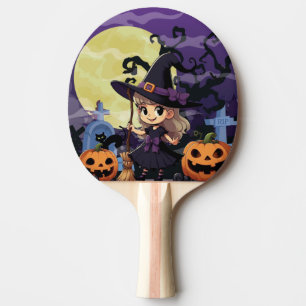 Raquete De Ping Pong Bruxa do Halloween do Anime Bonito