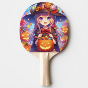 Raquete De Ping Pong Bruxa do Halloween do Anime Bonito