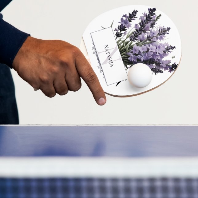 Raquete De Ping Pong Buquê de Lavanda de Aquarela Personalizado (Insitu)