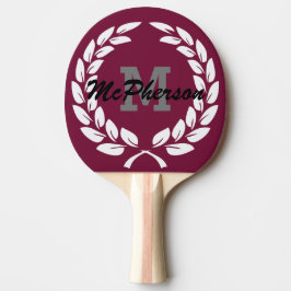 Raquete De Ping Pong Burgundia com vitória e monograma/nome