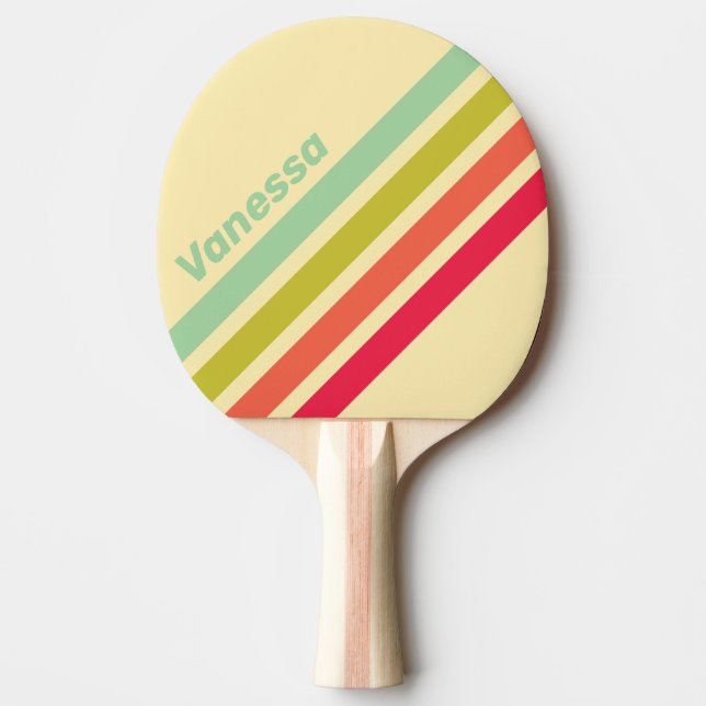 Raquete De Ping Pong Buttercream Whisper Angled Striping with Name (Frente)