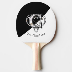 Raquete De Ping Pong C - Monograma metálico moderno (prata)