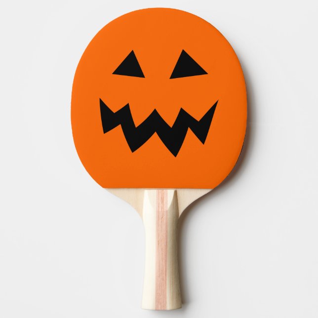 Raquete De Ping Pong Cabeça de abóbora de Halloween entalando pás de pi (Frente)