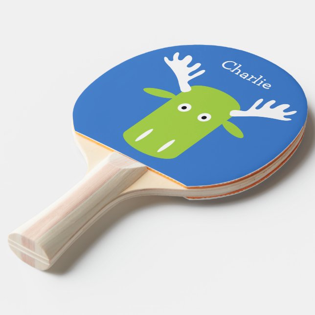 Raquete De Ping Pong Cabeça de alce PôpArt monograma personalizado pânt (Verso inclinado)