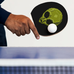 Raquete De Ping Pong Cabeça de Alien Verde Artística em Fundo Preto