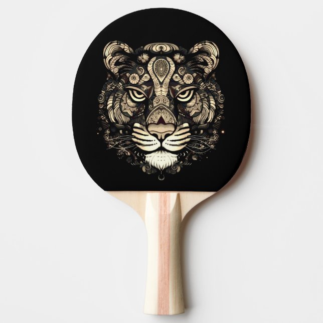 Raquete De Ping Pong Cabeça de Tigre ouro (Frente)