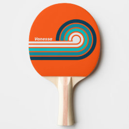 Raquete De Ping Pong Cabelo Ondulado de Salvavidas Retro com Listras e