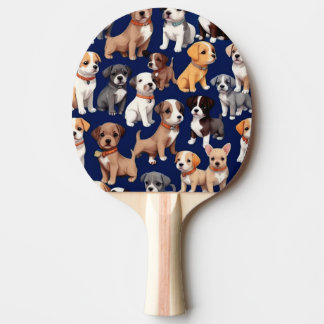 Raquete De Ping Pong Cachorro Cachorro Marinho Design de Padrão Azul