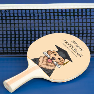 Raquete De Ping Pong Cachorro do Retriever do Ouro de Graduação Persona