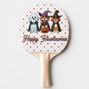 Raquete De Ping Pong Cachorros bonitos como fantasma, bruxa e vampiro